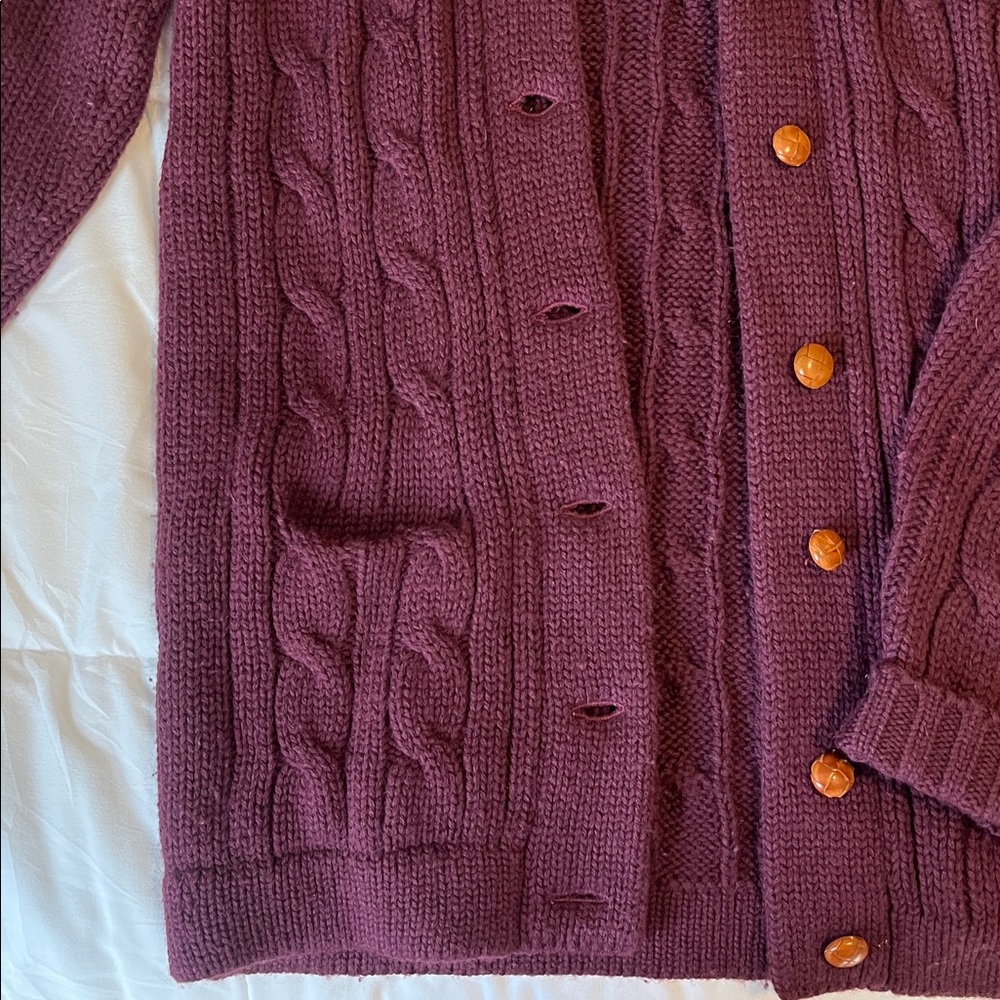 Ralph Lauren Maroon Cable Knit Sweater - Picture 3 of 4